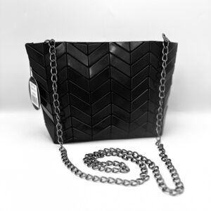 Patrizia Luca Geometric Crossbody Bag Clutch Purse Black Shimmer NWT
